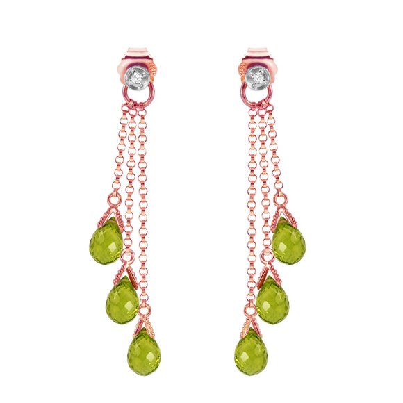 14K. GOLD CHANDELIERS EARRING DIAMONDS & PERIDOTS - Picture 9 of 10